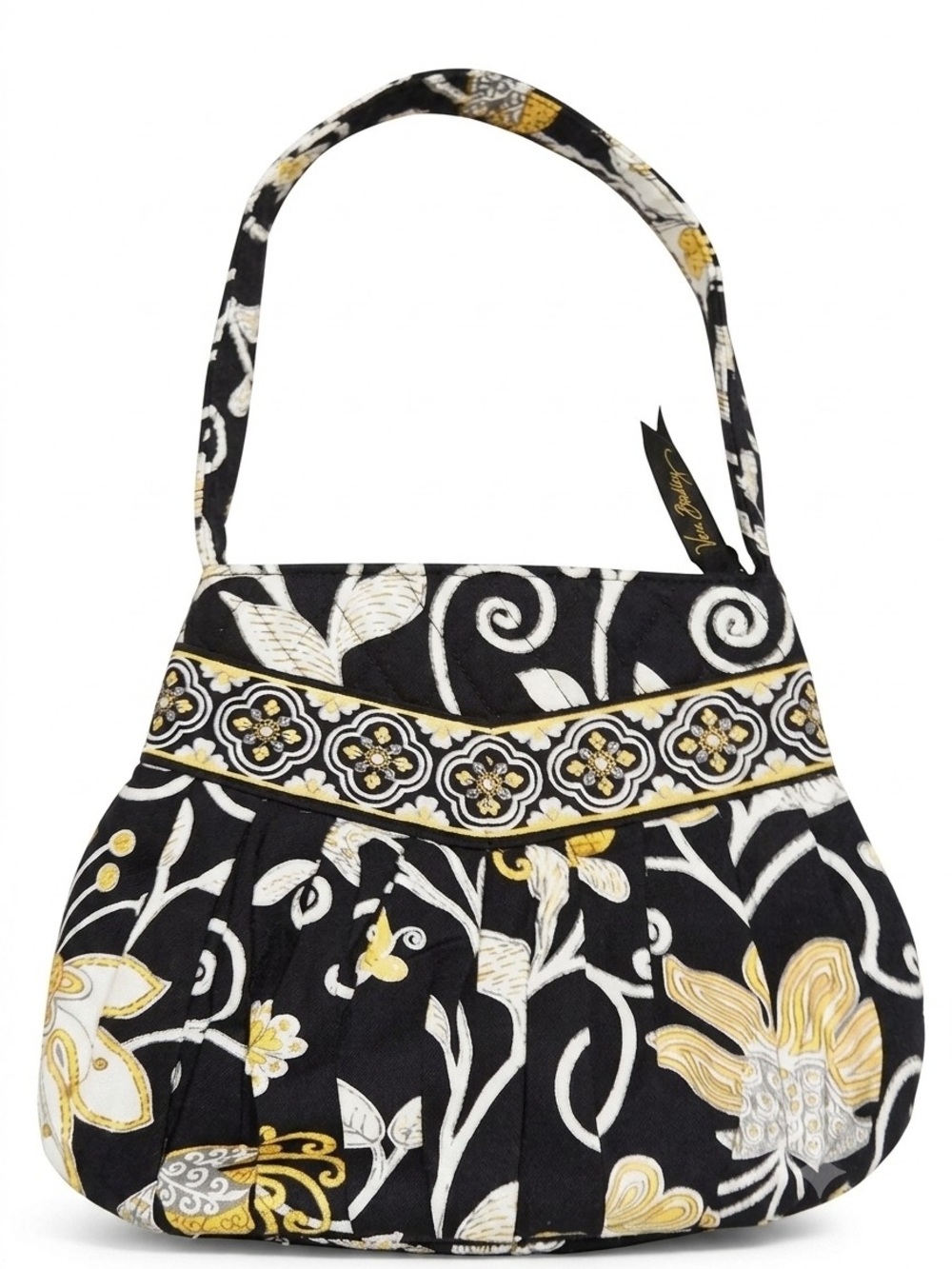 Vera Bradley Black, White & Yellow Floral Quilted Mini Shoulder Bag
